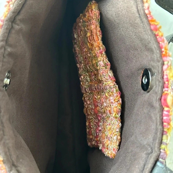 B's Bags Multicolor Woven Tweed Purse w/ Brown Bow - Picture 8 of 12